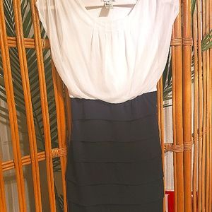 White/Navy Dress Petite